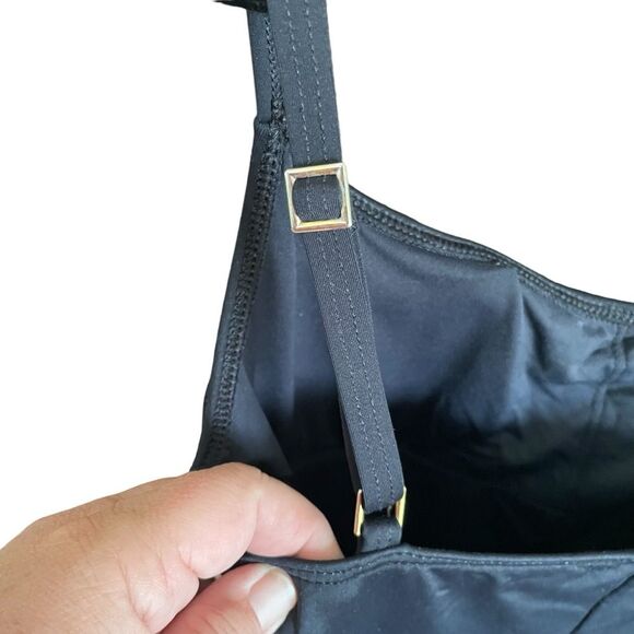 La Blanca Black Island Goddess Front Ruching One Piece Swimsuit Womens Size 12 - Picture 6 of 11